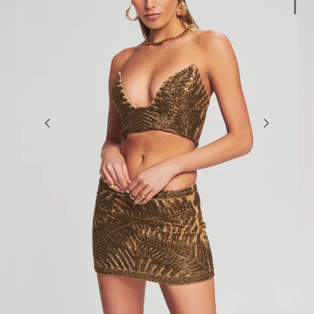 Retrofete Gold Beaded Two-Piece Mini Set